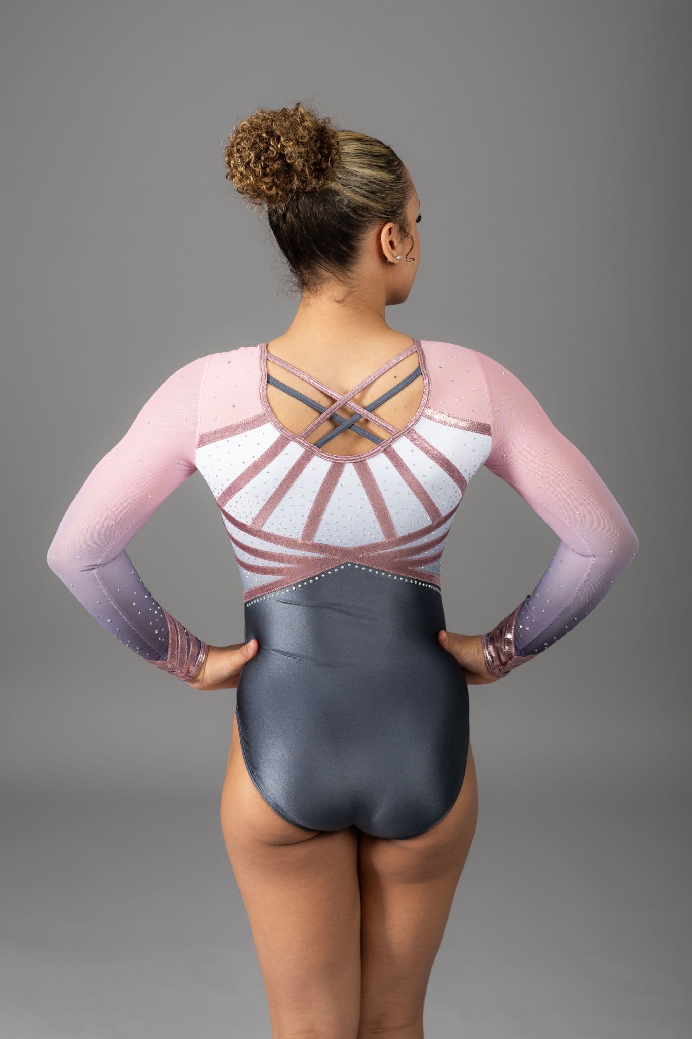 Chloe Leotard Grey & Baby Pink
