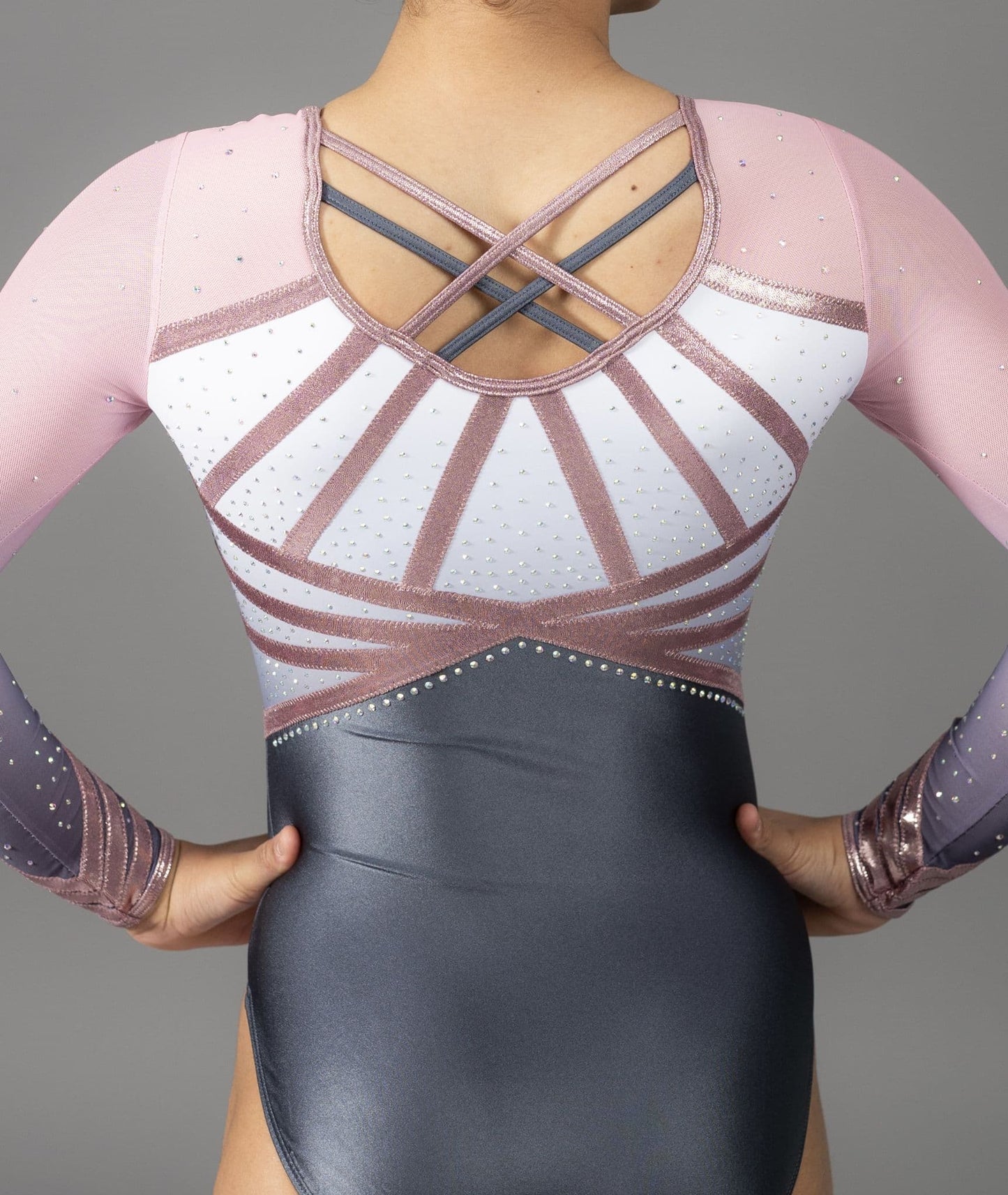 Chloe Leotard Grey & Baby Pink