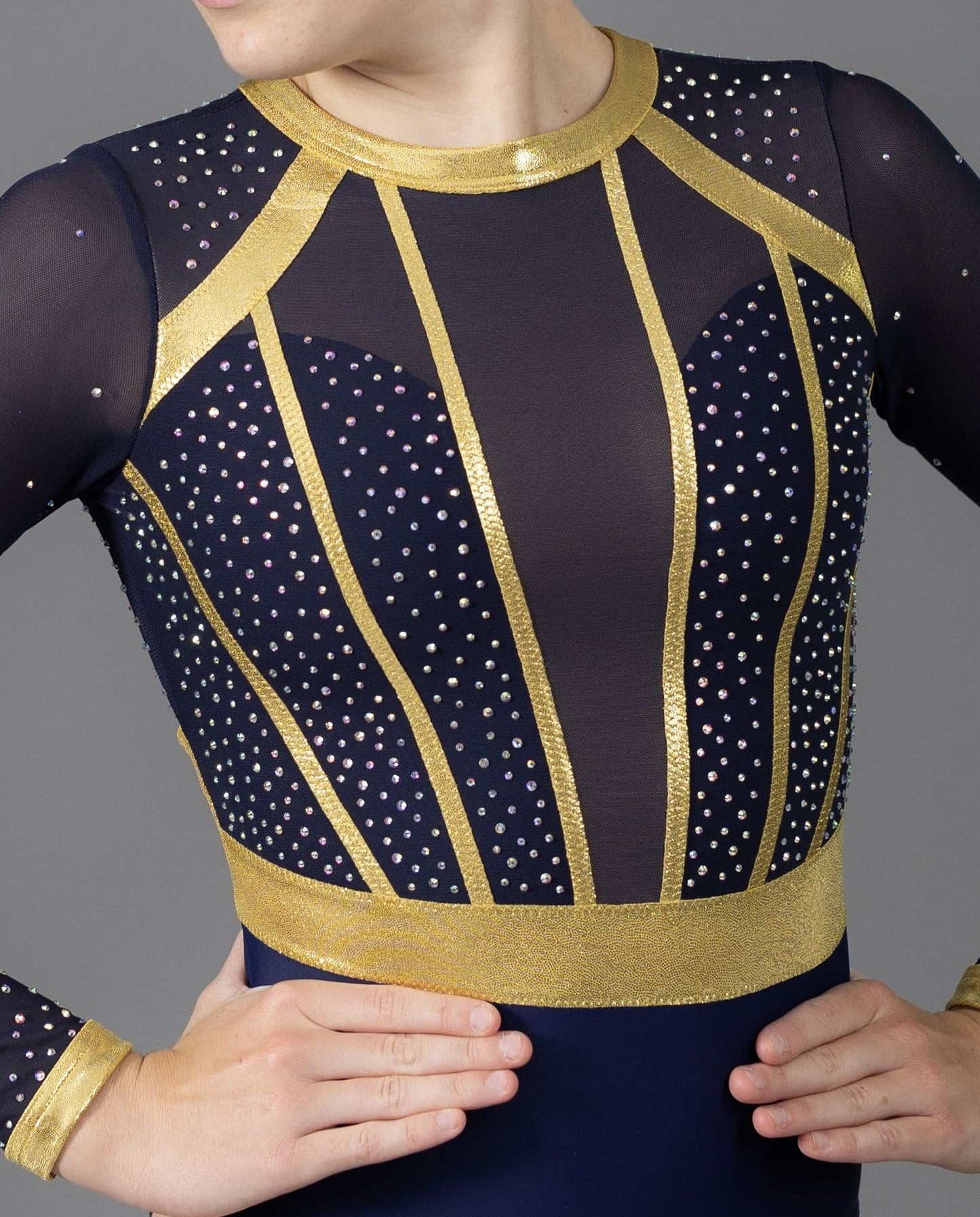 Jasmine Leotard Navy & Gold
