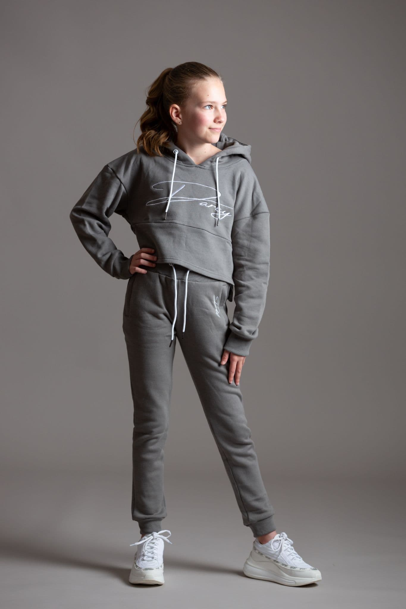 Misty Grey Script Jogger Set