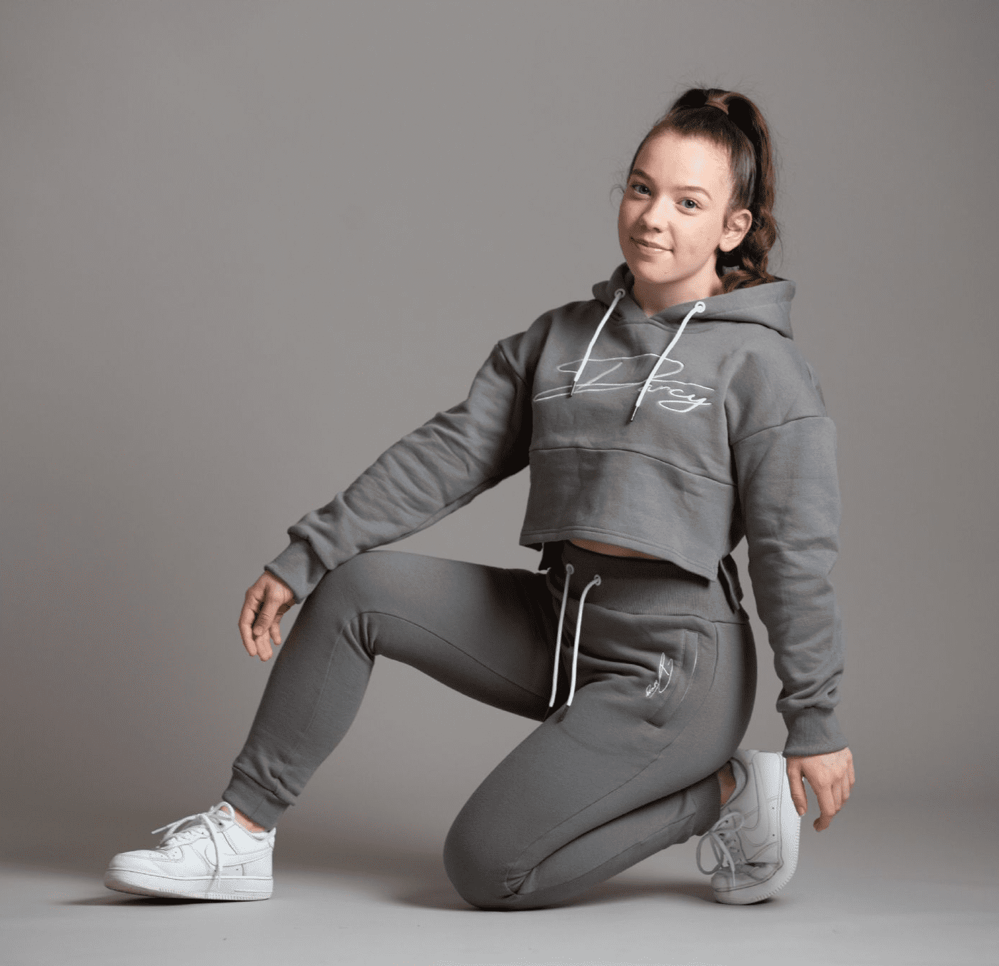 Misty Grey Script Jogger Set
