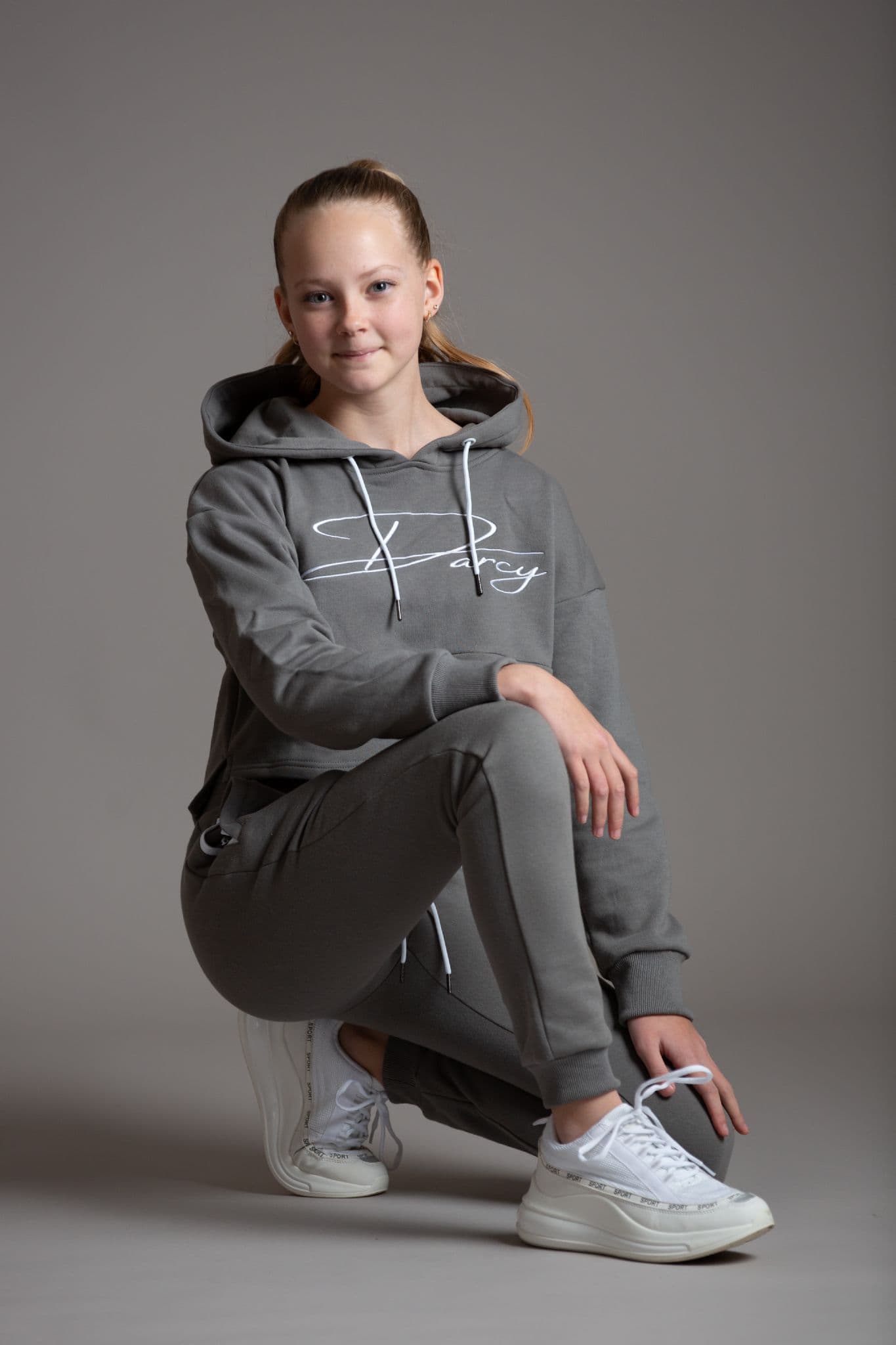 Misty Grey Script Jogger Set