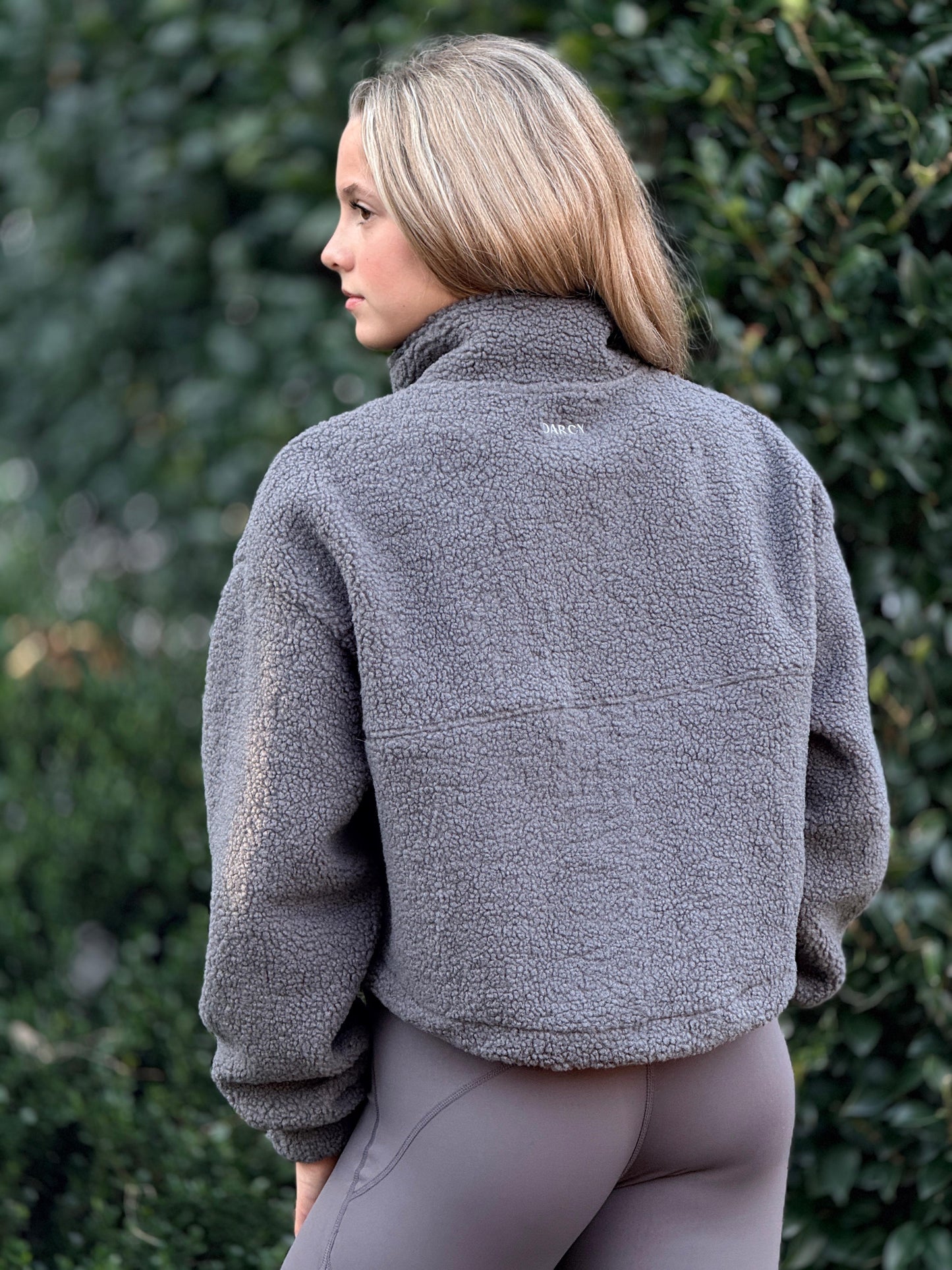 Fleece Cropped Jacket Grey