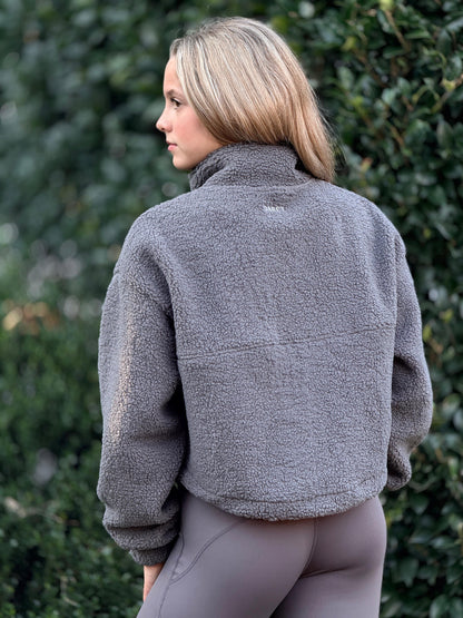 Fleece Cropped Jacket Grey