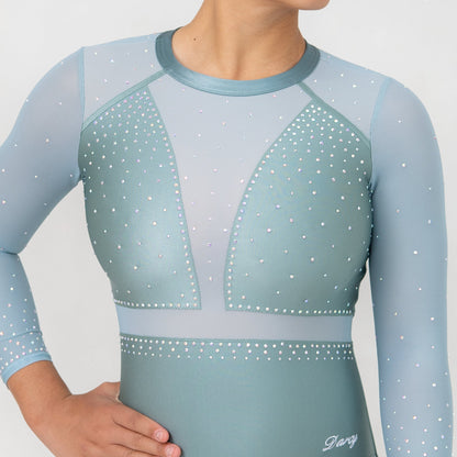 Refine Leotard Atlantic Green Satin Lycra