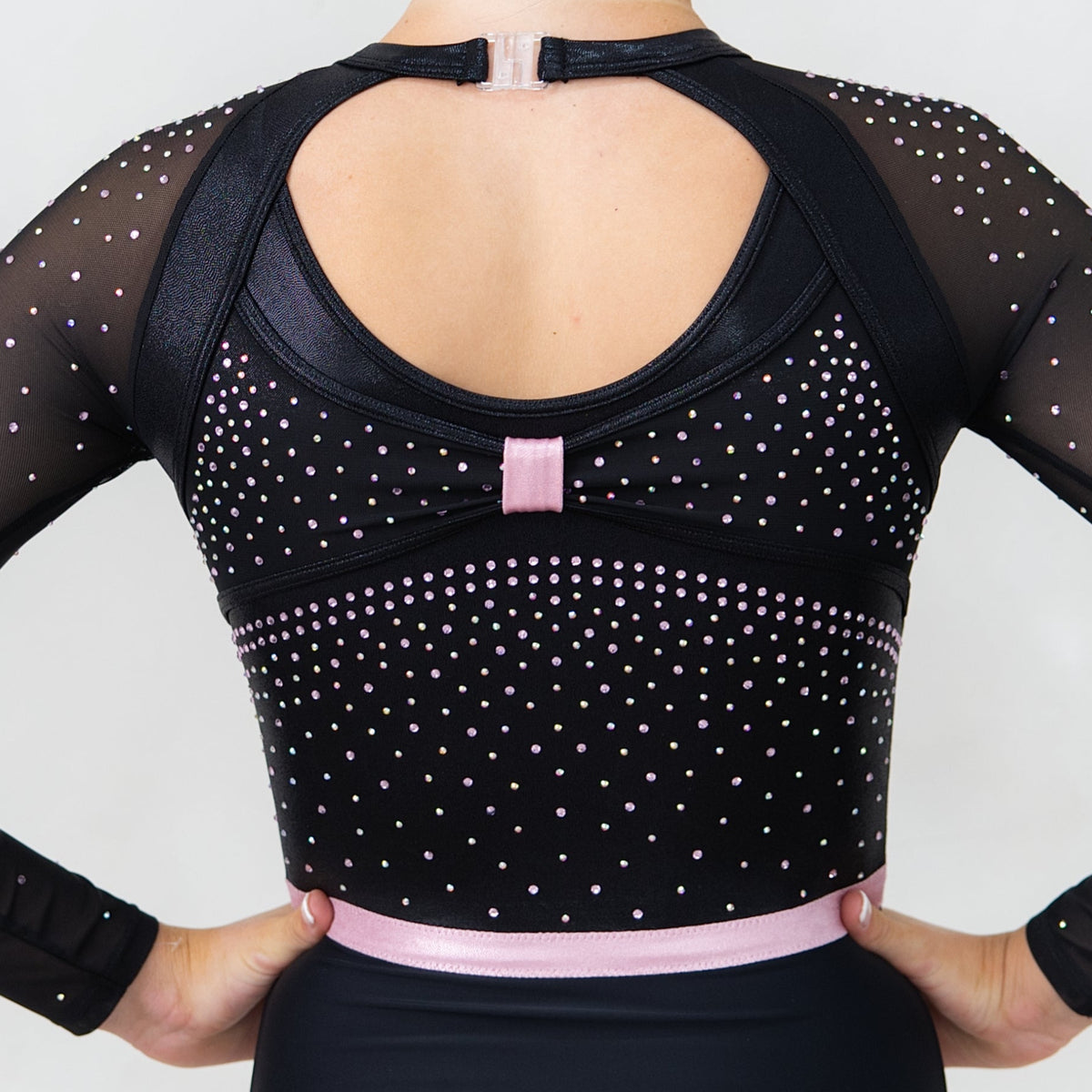 Chloe Leotard in Black Satin Lycra