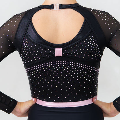 Chloe Leotard in Black Satin Lycra