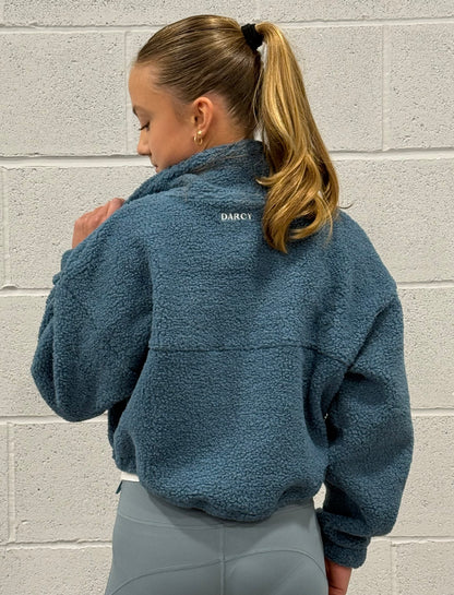 Fleece Cropped Jacket Blue