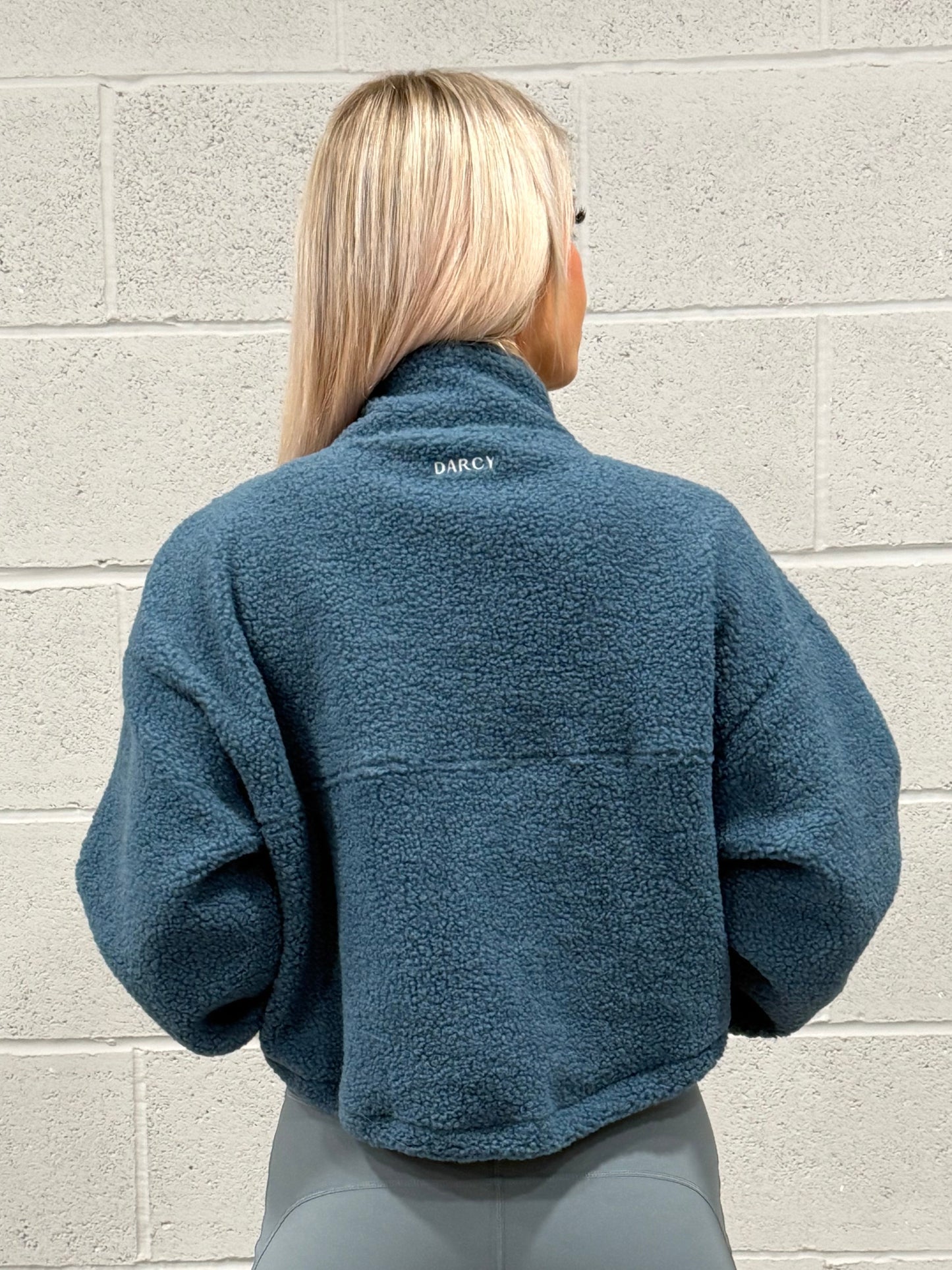 Fleece Cropped Jacket Blue