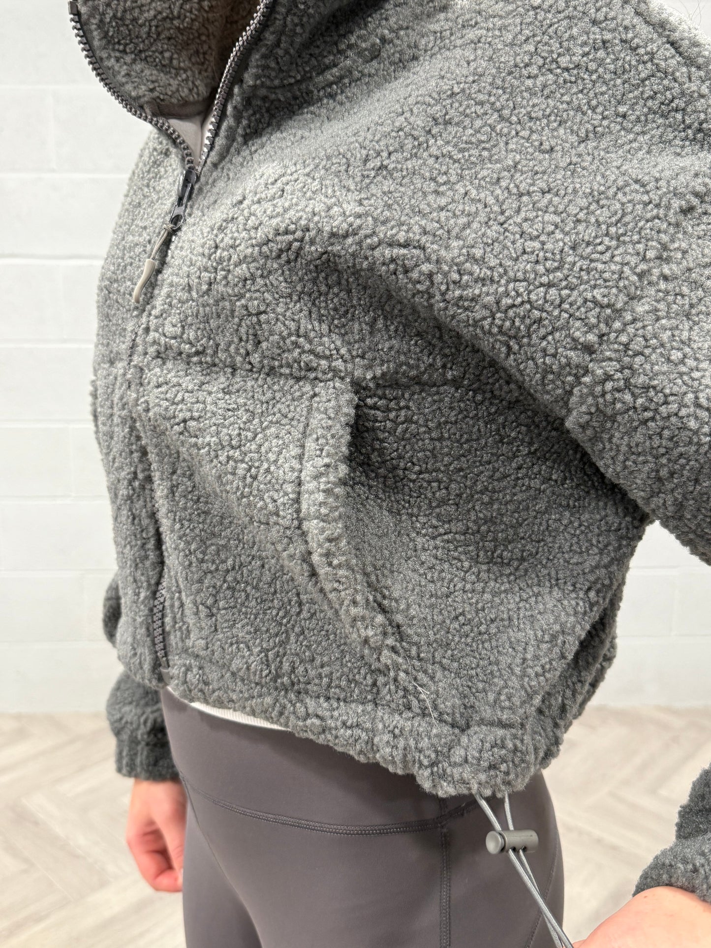 Fleece Cropped Jacket Grey