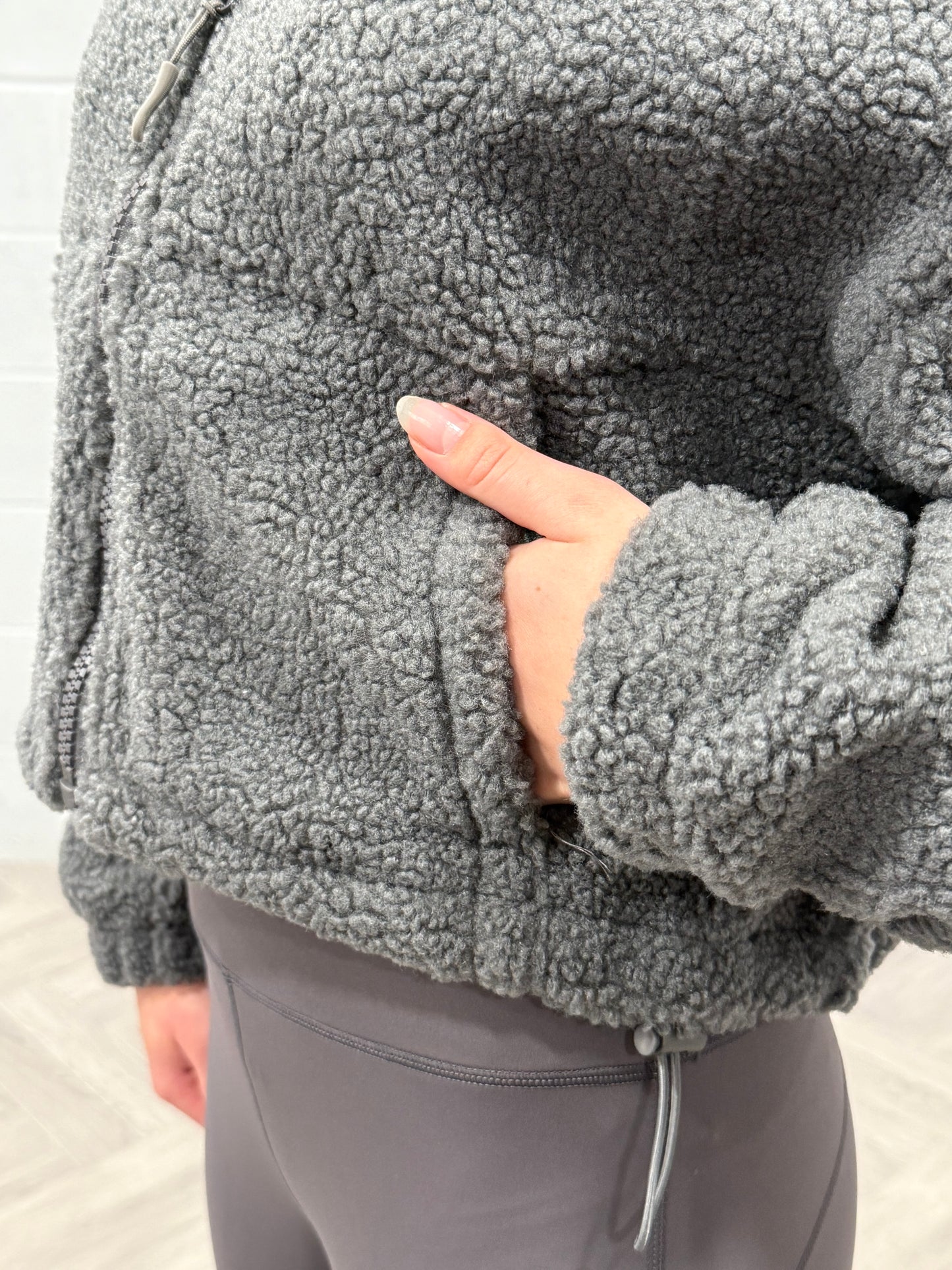 Fleece Cropped Jacket Grey