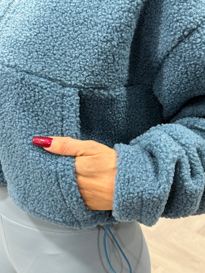 Fleece Cropped Jacket Blue