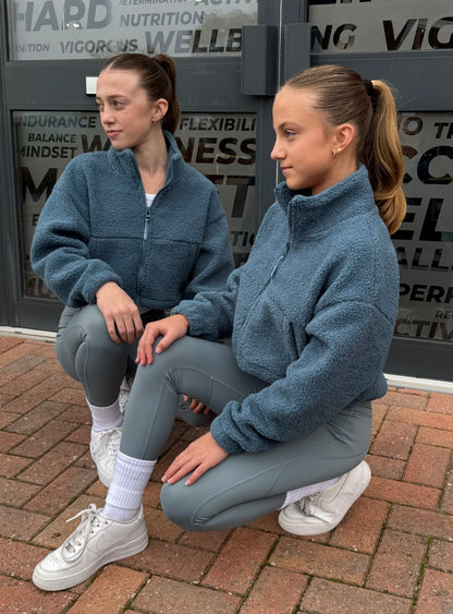 Fleece Cropped Jacket Blue