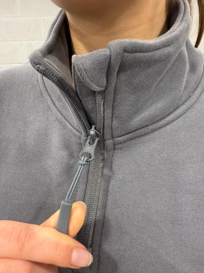 Soft Grey Zip-Up Sweater