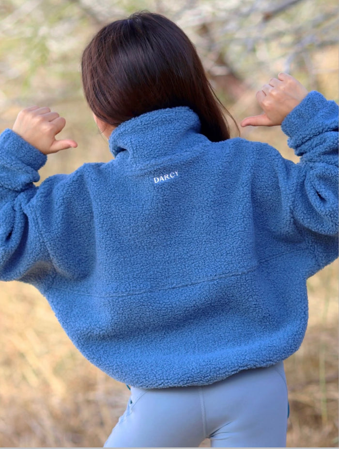 Fleece Cropped Jacket Blue