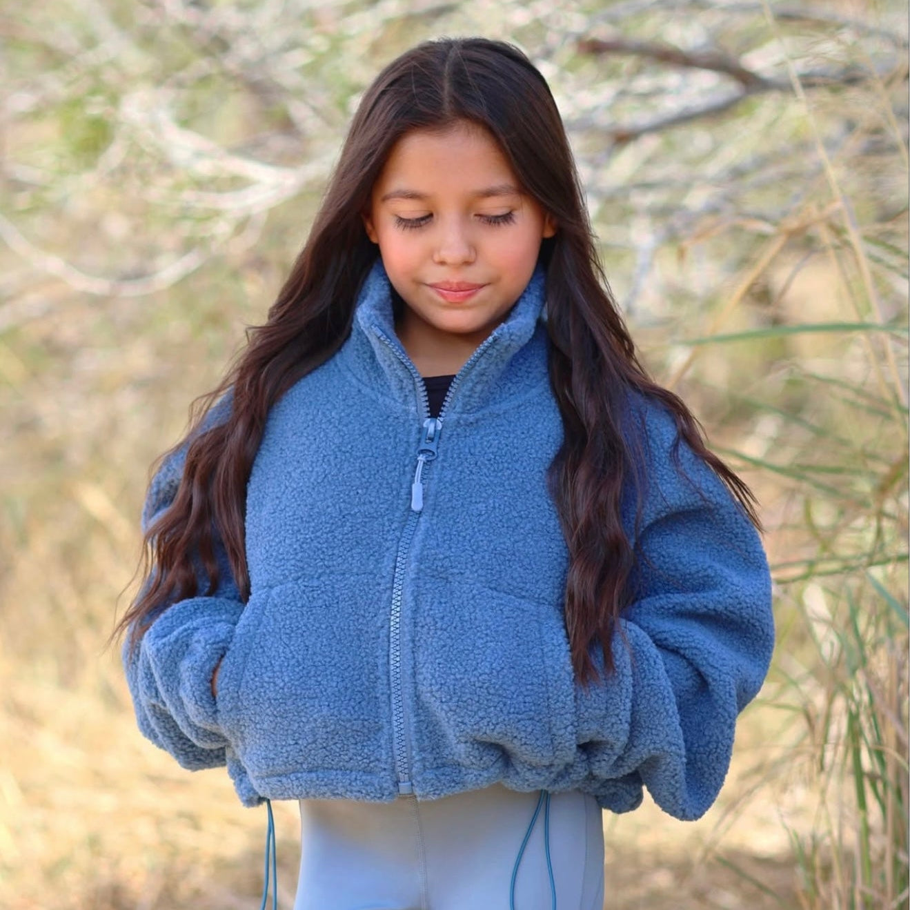Fleece Cropped Jacket Blue