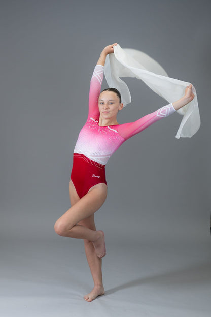 Aquamarine Leotard Cherry Pink & White