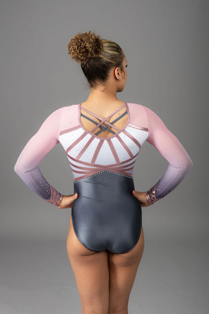 Chloe Leotard Grey & Baby Pink