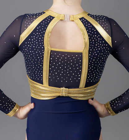 Jasmine Leotard Navy & Gold