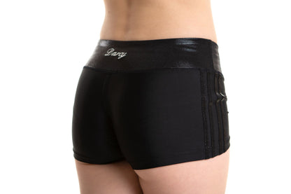 Lycra / Mystique  4 Stripe Shorts - BLACK