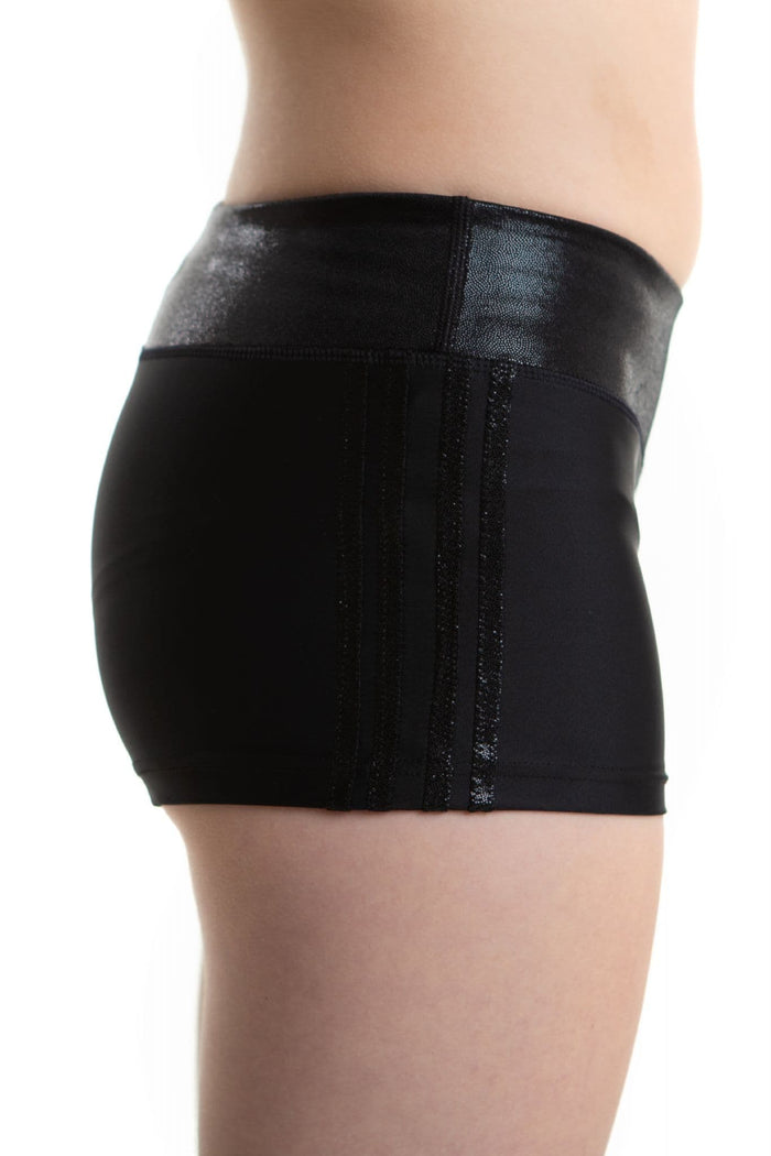 Lycra / Mystique  4 Stripe Shorts - BLACK