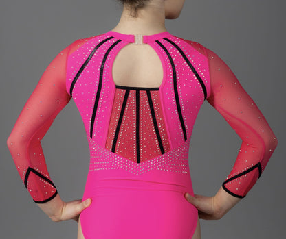 Neon Glo Leotard Neon Pink & Black
