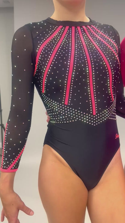 Neon Glo Leotard Neon Pink & Black