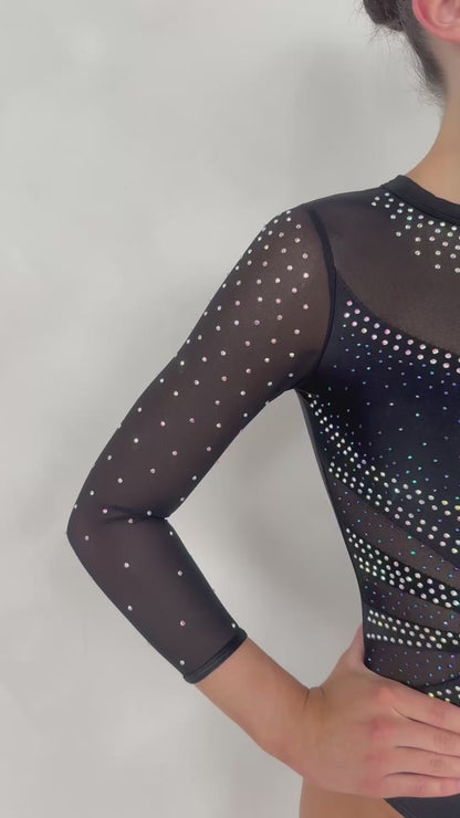 Devine Leotard Black Satin Lycra