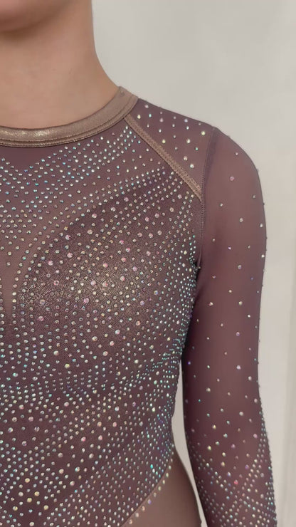 Opulent Leotard Bronze Satin Lycra