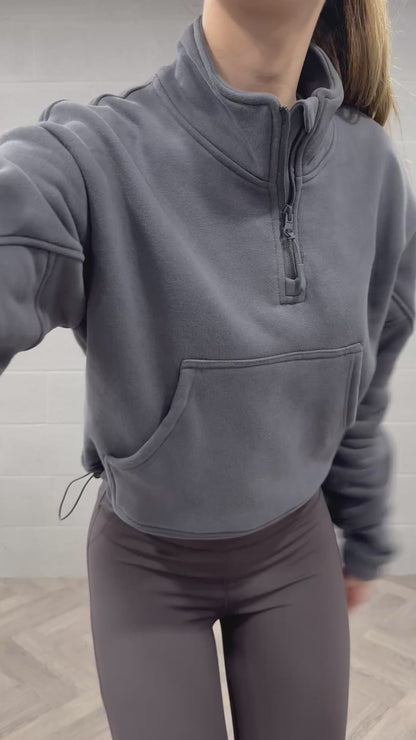 Soft Grey Zip-Up Sweater