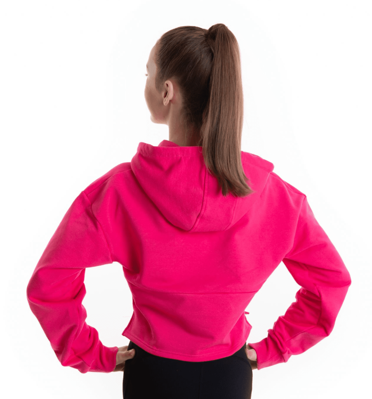 Script Crop Hoodie  - HOT PINK
