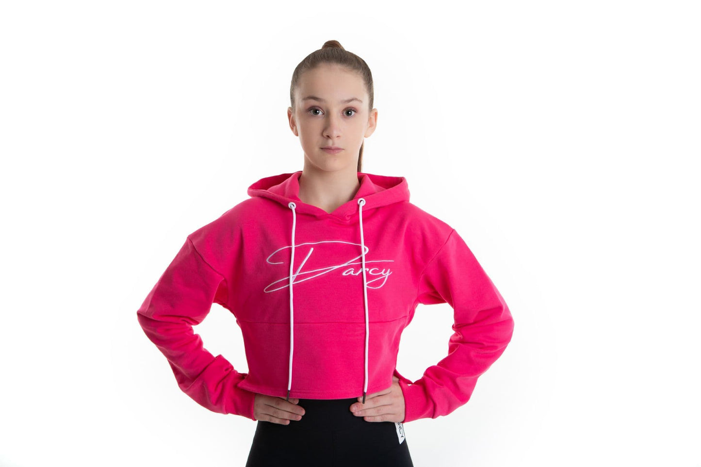 Script Crop Hoodie  - HOT PINK