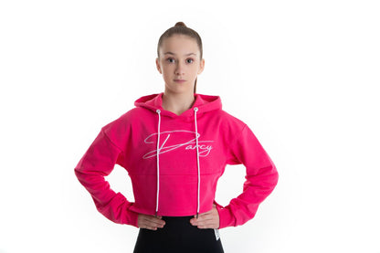 Script Crop Hoodie  - HOT PINK