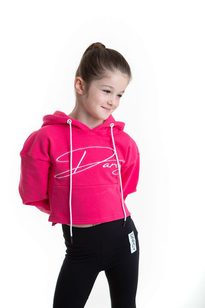 Script Crop Hoodie  - HOT PINK