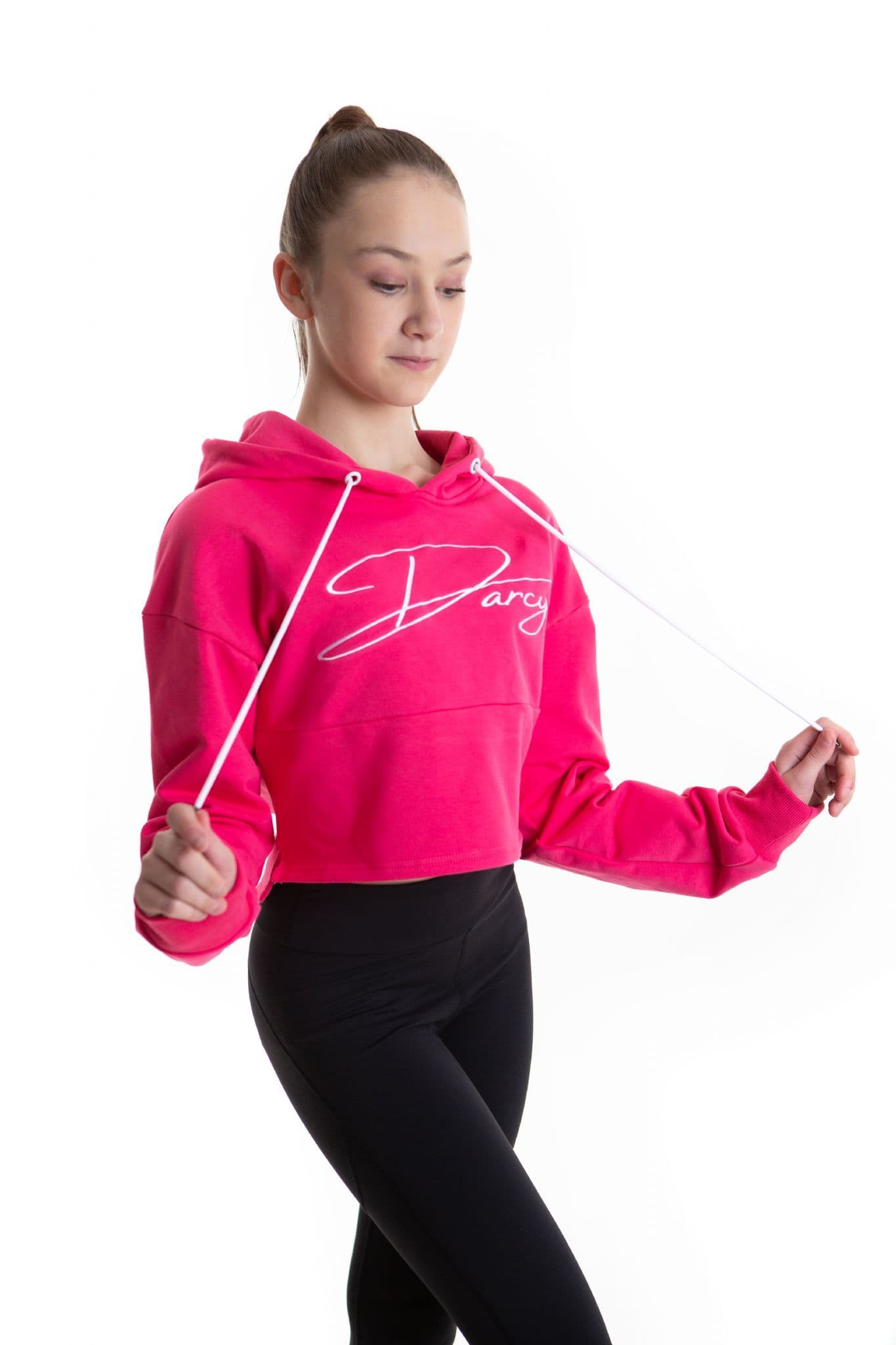 Script Crop Hoodie  - HOT PINK